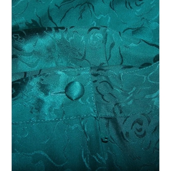 Vintage 80s Jonathan Martin Outfit Turquoise Silk Floral Skirt Suit Dynasty Plus - Picture 9 of 12